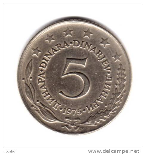 5 Dinars Yougoslavie 1975 - Yugoslavia