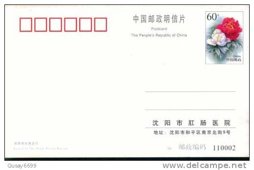 Shenyang Gangchan  Hospital Ad  ,  Pre-stamped Postcard , Postal Stationery - Other & Unclassified