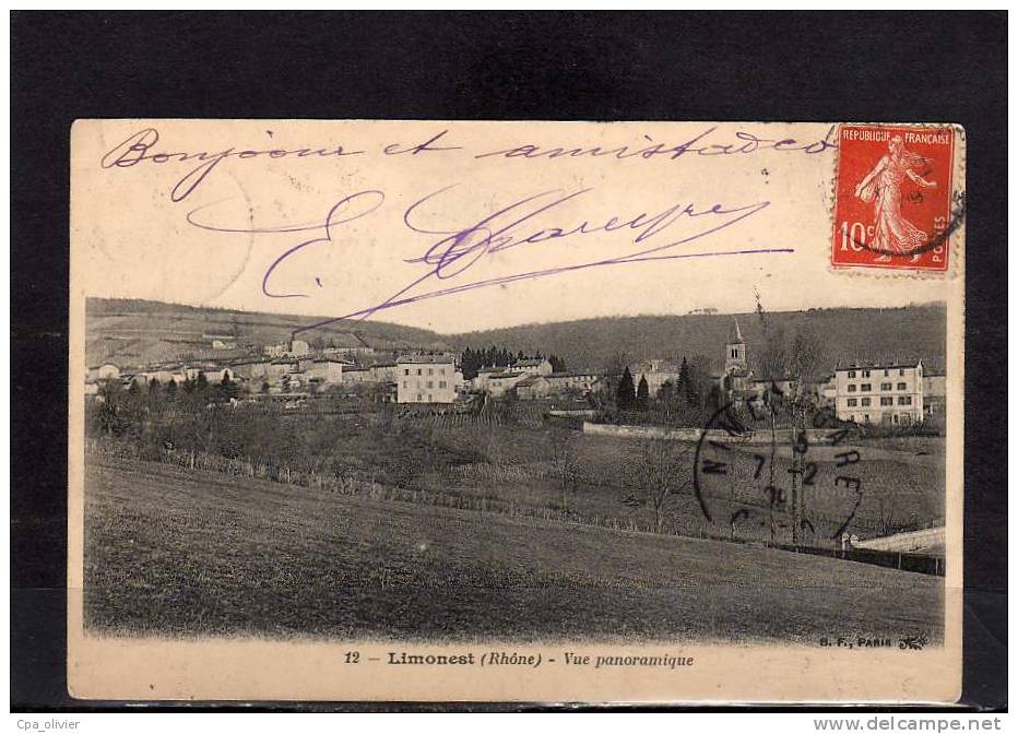 69 LIMONEST Vue Générale, Panoramique, Ed BF 12, 1909 - Limonest