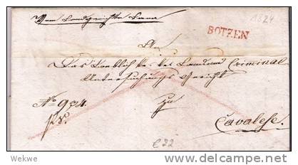 A-V063/- ÖSTERREICH -  Botzen, Einzeiler Rot, 1824 - ...-1850 Vorphilatelie