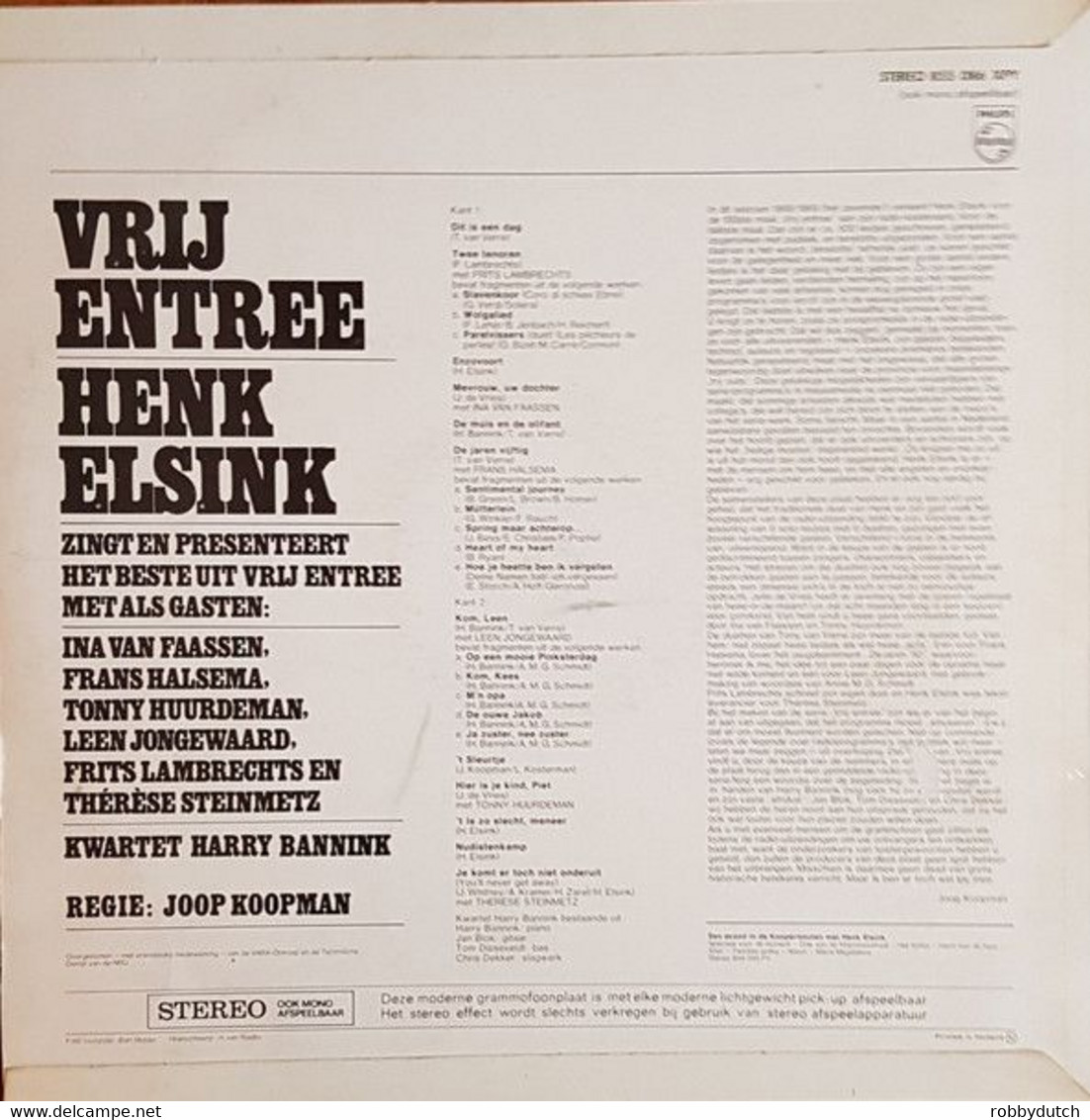 * LP * HENK ELSINK - VRIJ ENTREE (Holland 1968 Ex!!!) - Humour, Cabaret