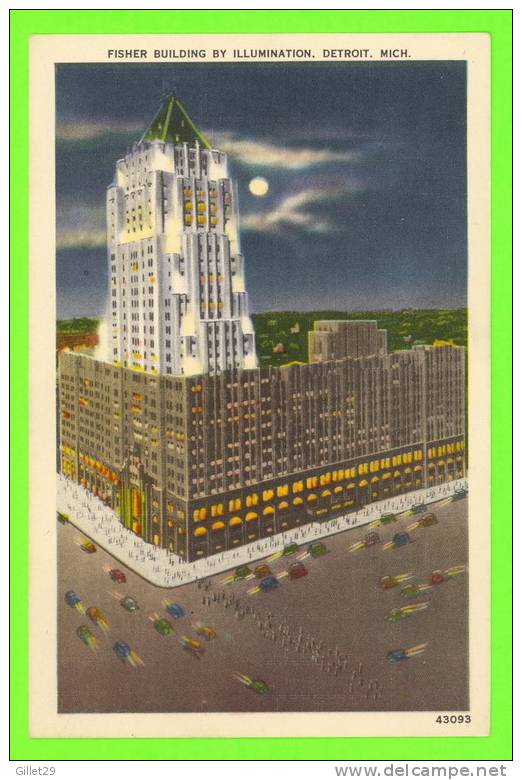 DETROIT, MI- FISHER BUILDING BY ILLUMINATION - ANIMATED - - Detroit