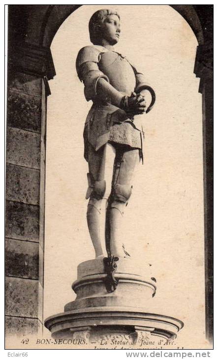 76  BON-SECOURS. L'Eglise Et La Statue  De Jeanne D'Arc   1922  X - Bonsecours