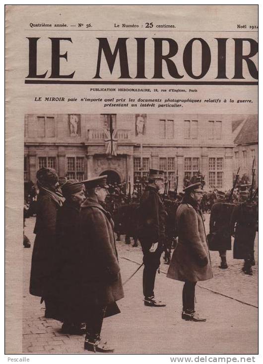 56 LE MIROIR NOEL ( 20 DECEMBRE ) 1914 - GEORGE V - TELEGRAPHISTES - YPRES - SUISSE - CAMOUFLAGE - - Allgemeine Literatur