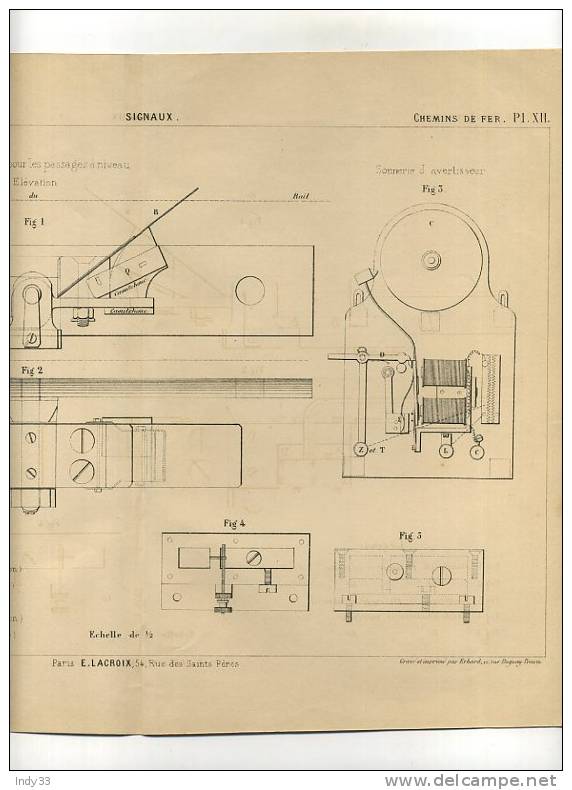 - CHEMINS DE FER . SIGNAUX . GRAVURE DE L´EXPOSITION DE PARIS DE 1878 - Spoorweg