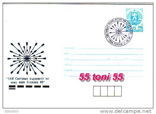 Bulgaria 1989 Canoeing And Kayak Championships Postal Stationery + First Day - Canoe