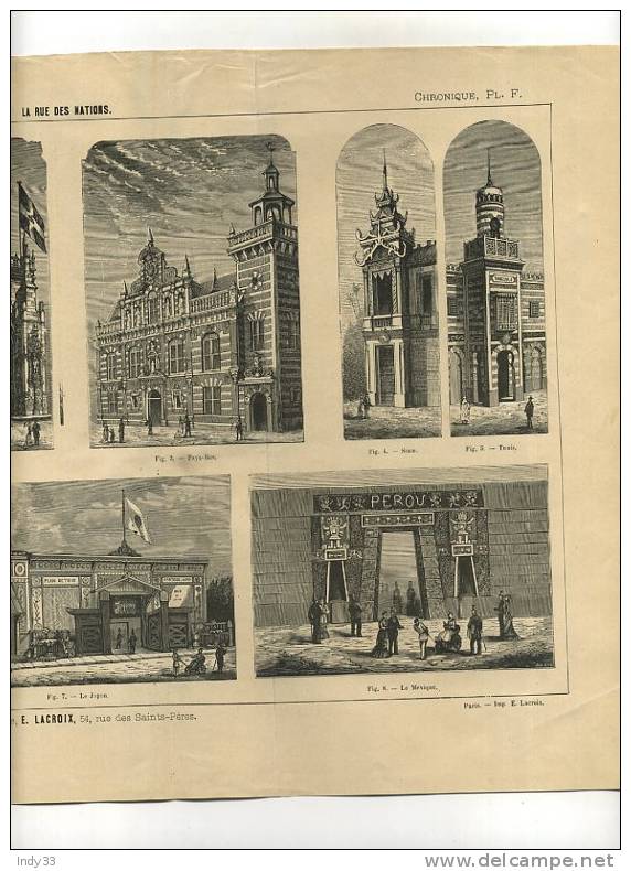 - LA RUE DES NATIONS . GRAVURE DE L´EXPOSITION DE PARIS DE 1878 - Architectuur