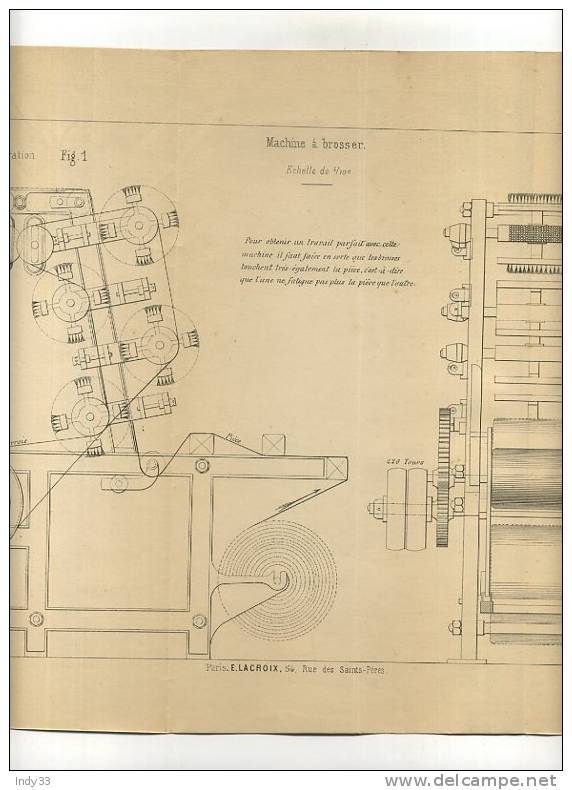 - IMPRESSION ET TEINTURE . MACHINE A BROSSER . GRAVURE DE L´EXPOSITION DE PARIS DE 1878 - Alfombras & Tapiceria