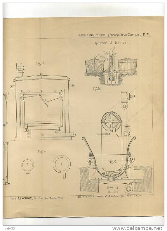 - IMPRESSION ET TEINTURE . APPAREIL A LESSIVER . CUVE A FIXER . GRAVURE DE L´EXPOSITION DE PARIS DE 1878 - Sonstige & Ohne Zuordnung