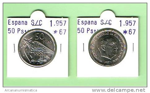 FRANCO ESTADO ESPAÑOL 50 PESETAS 1957 # 67 Km#788 Cu-Ni SC/UNC       DL-1941 - 50 Pesetas