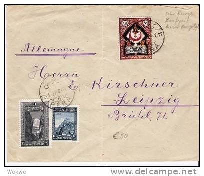 Tur013/ - TÜRKEI -/ Roter Halbmond, Zwangszuschlag 22.4.27 Nach Leipzig RRR - Lettres & Documents