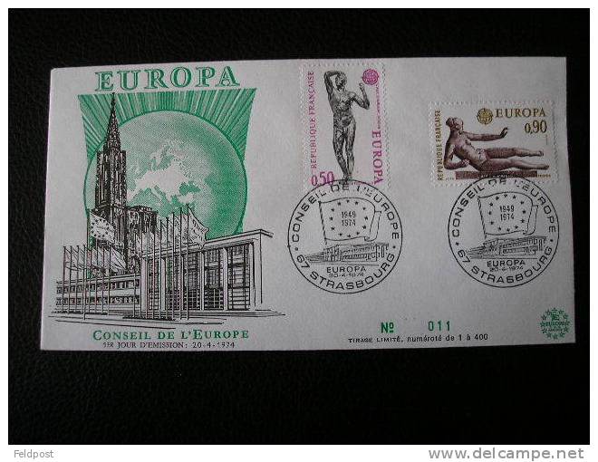 Enveloppe 1er Jour - Conseil De L´europe - EUROPA Strasbourg 1974 - 1974