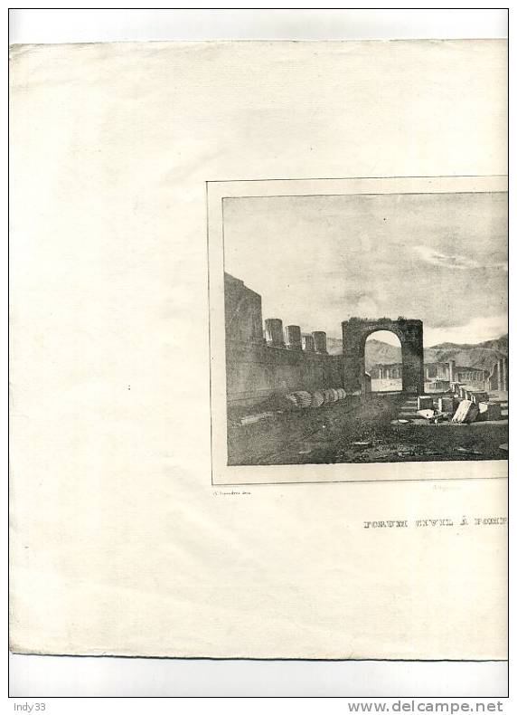 - FORUM CIVIL A POMPEÏ . LITHO DU XIXe S. SUR CHINE APPLIQUE - Autres & Non Classés