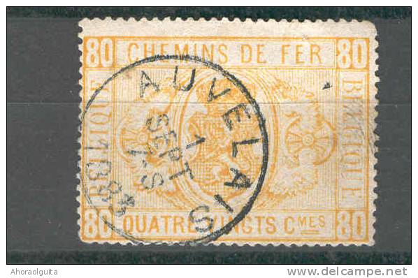 Timbre Chemins De Fer 80 C No 5 Cachet Postal AUVELAIS 1883   --  7/295 - Sonstige & Ohne Zuordnung