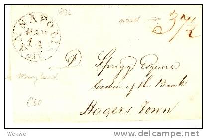 USA005 / Annapolis 1832, Maryland To Hagers Tonn - …-1845 Prefilatelia