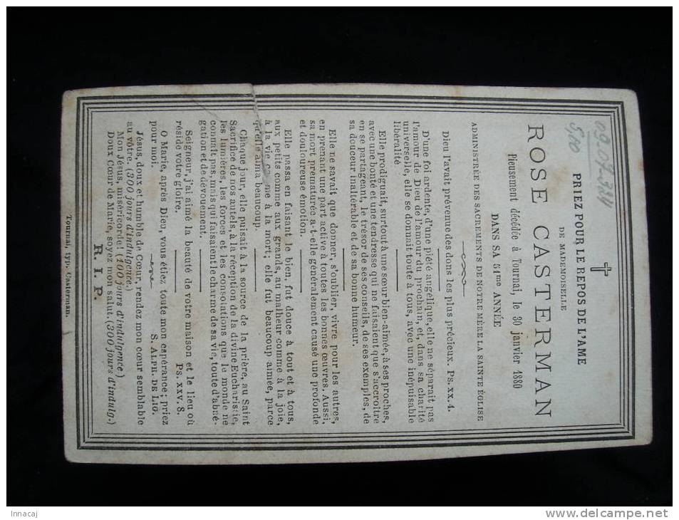 9-7-324. Mme Rose CASTERMAN Décédée à Tournai. - Other & Unclassified