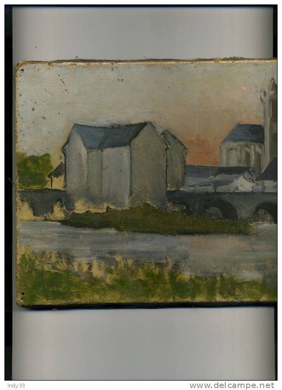 - FRANCE 77 . VUE DE MORET (sur Loing)  . HUILE SUR TOILE NON SIGNEE - Huiles