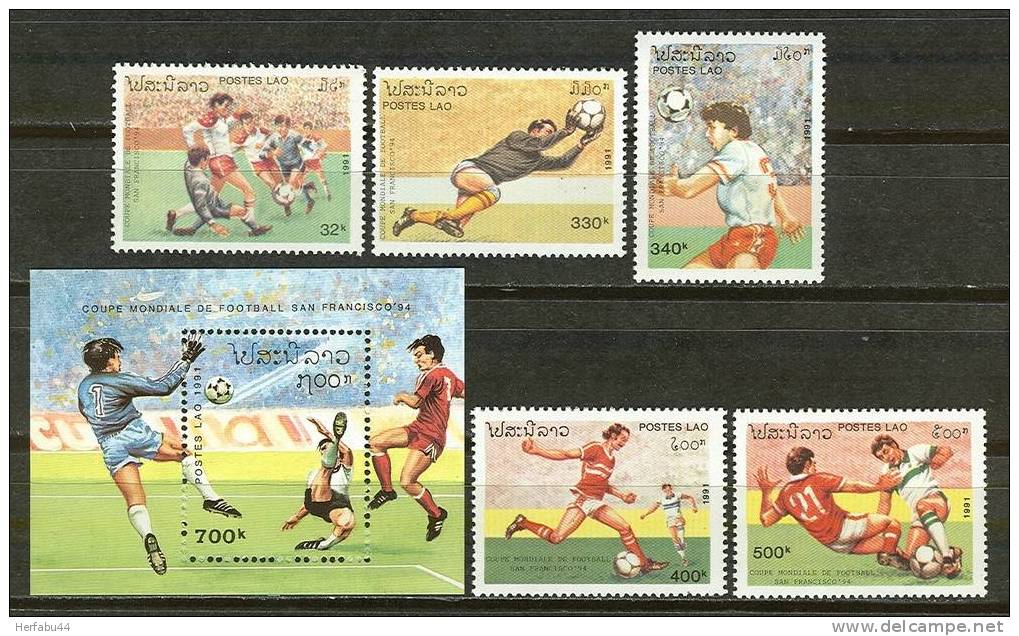 Laos      " 1994 World Cup Soccer "      Set & Souvenir Sheet   SC#1032-37 MNH** - Sonstige & Ohne Zuordnung