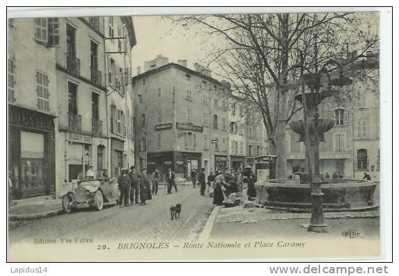 476C/ CPA BRIGNOLES  (var)  ROUTE NATIONALE ET PLACE CARAMY - Brignoles