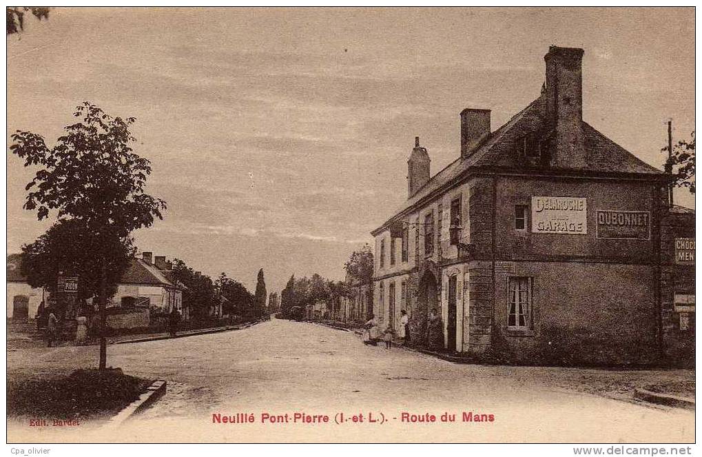 37 NEUILLE PONT PIERRE Route Du Mans, Animée, Ed Breger, 192? - Neuillé-Pont-Pierre