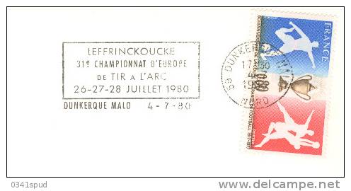 1980 France  59 Dunkerque  Europe  Europa  Tir à L'Arc  Archery  Tiro Con Arco  Sur Carte - Archery