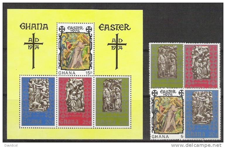 R135.-.GHANA .-1974 .- EASTER  /  PASCUA  . SCOTT# 516-520 - Pascua