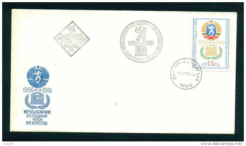 FDC 3057 Bulgaria 1981 /16 UNESCO Membership /Coats Of Arms - BULGARIEN /25 Jahre Mitgliedschaft Bulgariens  UNESCO - Covers