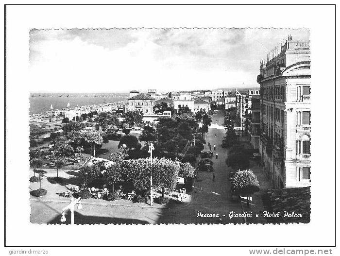 PESCARA 1951 - Veduta Dei Giardini E Dell' Hotel Palace - ANIMATA/AUTO - Viaggiata - In Buone Condizioni - DC1163. - Pescara