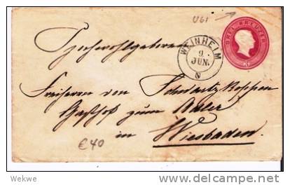 Bad117/ BADEN -  Weinheim, 2-Kreiser Mit Wappen Auf U 61 Nach Wiebaden - Postal  Stationery