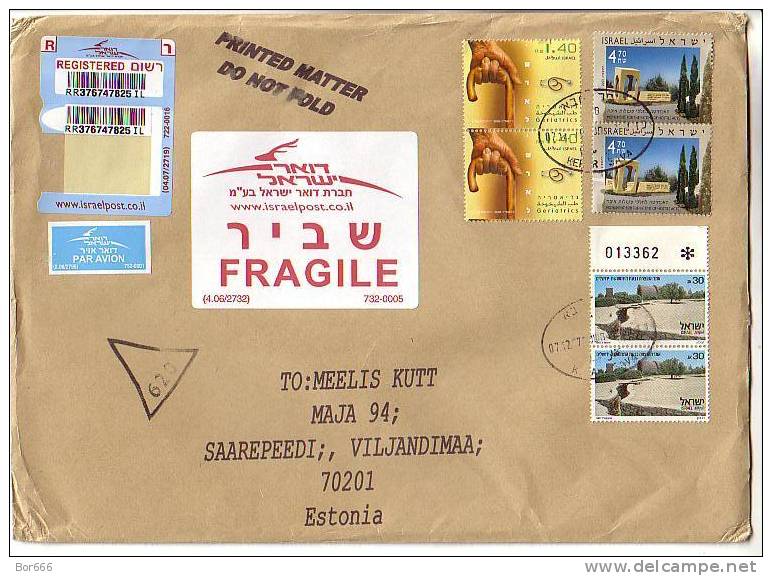 GOOD " REGISTERED " Postal Cover ISRAEL To ESTONIA 2007 - Good Stamped - Lettres & Documents