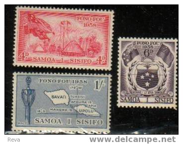 SAMOA  MAP  &  FLAG  OF SAMOA   SET OF 3   1958  MINT LH  SG 220-22  SPECIAL PRICE !! READ DESCRIPTION !! - Samoa