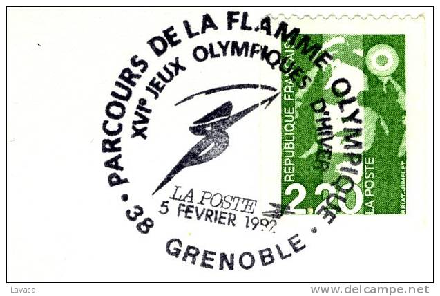 Cachet Temporaire GRENOBLE étape Flamme Olympique 1992 - Inverno