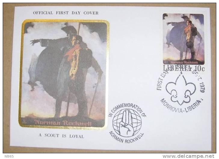 OFFICIAL FDC SCOUT LIBERIA ANNO 1979 - NORMAN ROCKWELL A SCOUT IS LOYAL - Altri & Non Classificati