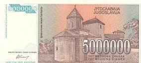 YOUGOSLAVIE  5 000 000 Dinara Daté De 1993   Pick 132   ****BILLET  NEUF**** - Joegoslavië