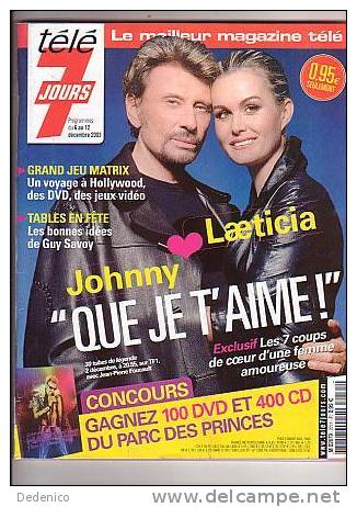 J.HALLYDAY :  TELE 7 JOURS  . DECEMBRE 2003 - People