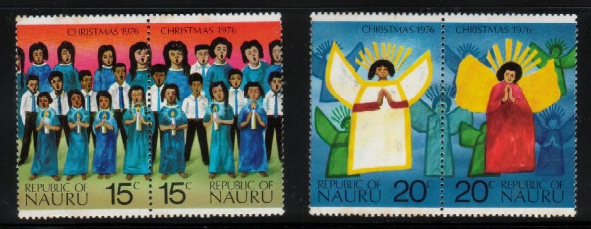 NAURU 1976 CHRISTMAS SET OF 4 NHM CHILDREN SINGING CAROLS ANGELS ART - Nauru