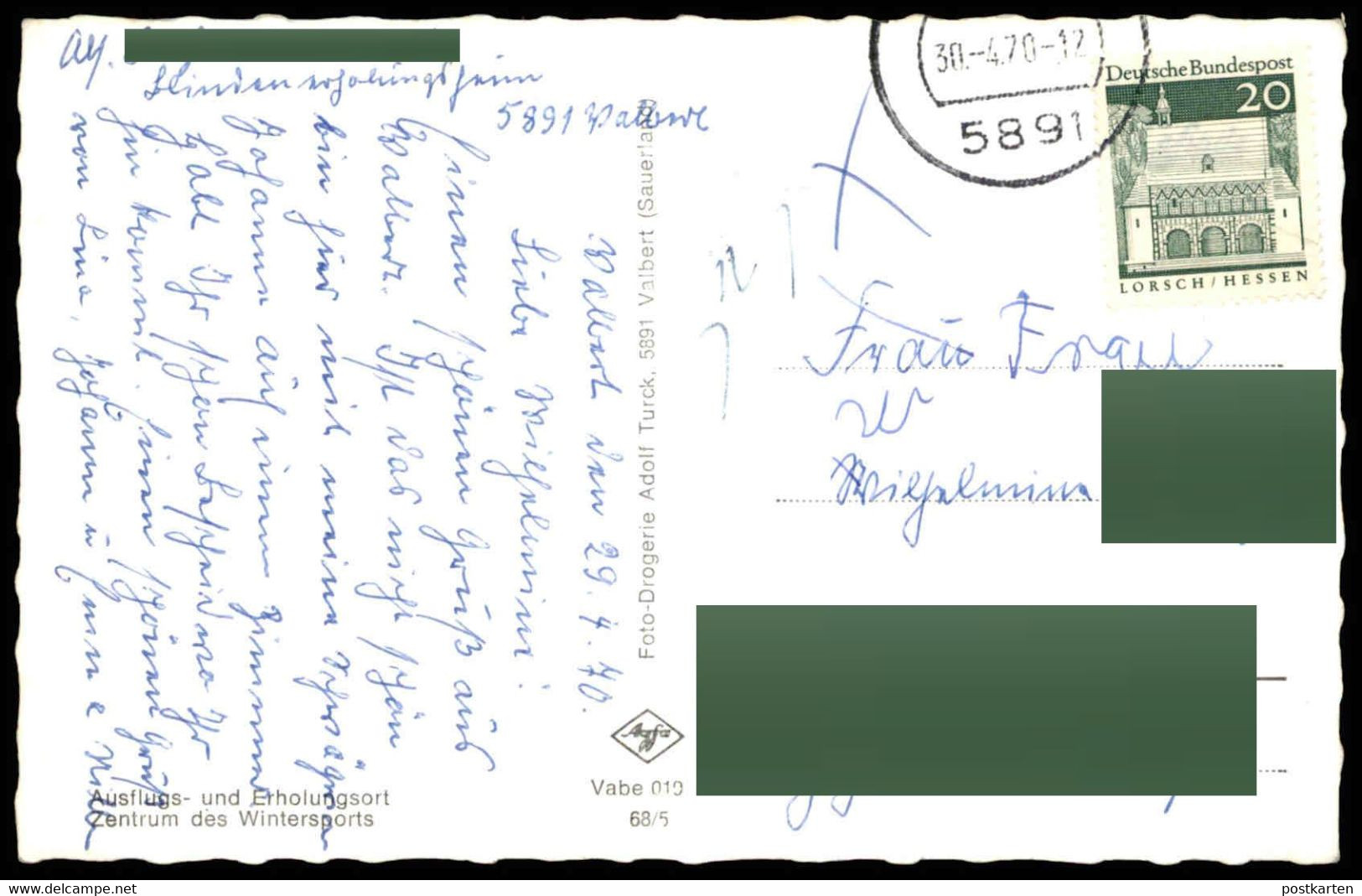 ÄLTERE POSTKARTE GRUSS AUS VALBERT EBBEGEBIRGE MEINERZHAGEN Bei Arnsberg Talsperre Reservoir UKW-Sender Turm Tower Tour - Meinerzhagen