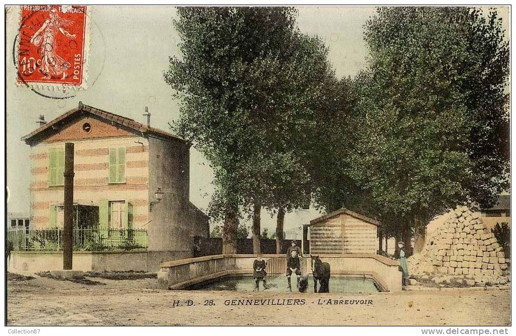 92 - HAUTS De SEINE - GENNEVILLIERS - L'ABREUVOIR - CHEVAL Qui Prend Son BAIN - VILLA - Gennevilliers