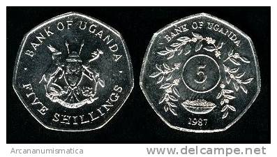 UGANDA 5 SHILLINGS ACERO KM#29 SC/UNC 1.987      DL-2470 - Oeganda