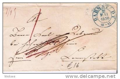 Tht063/ THURN & TAXIS -  Darmstadt 2-Kreiser Grünblau 1850 - Lettres & Documents