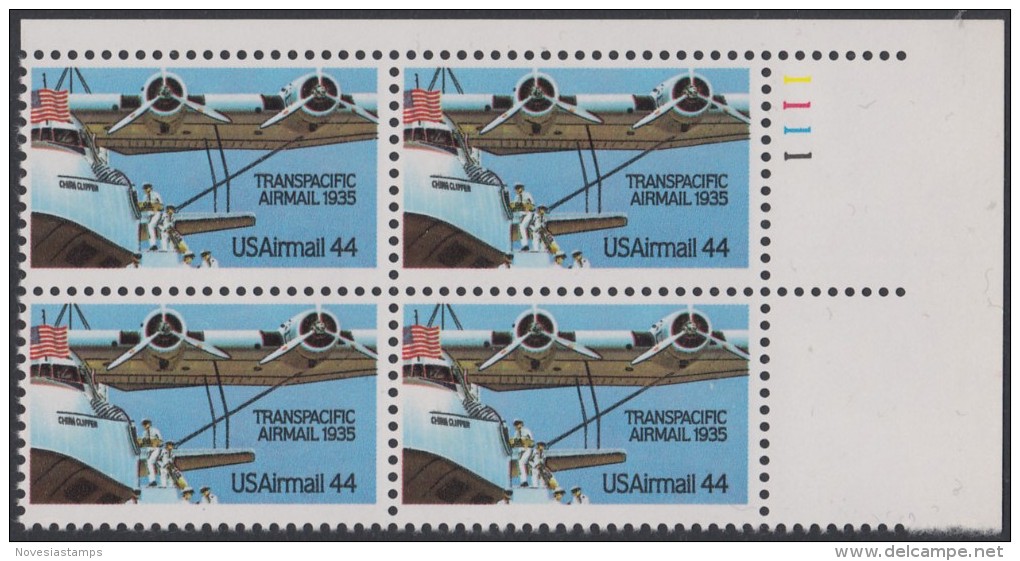 !a! USA Sc# C115 MNH PLATEBLOCK (UR/1111) - Transpacific Airmail; 50th Anniv. - 3b. 1961-... Neufs