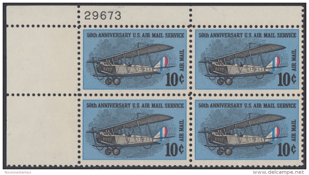 !a! USA Sc# C074 MNH PLATEBLOCK (UL/29673) - 50th Anniv. Air Mail Service - 3b. 1961-... Neufs