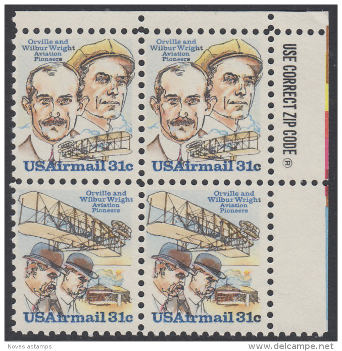 !a! USA Sc# C091-C092 MNH ZIP-BLOCK (UR) - Wright Brothers - 3b. 1961-... Neufs