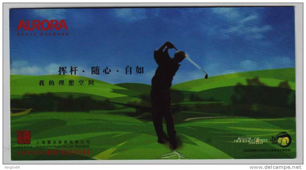 Golf Player,China 2003 Shanghai Aurora Furniture Company Advert Post Card,sponsor Of Golf Tournament,Not Stationery - Golf