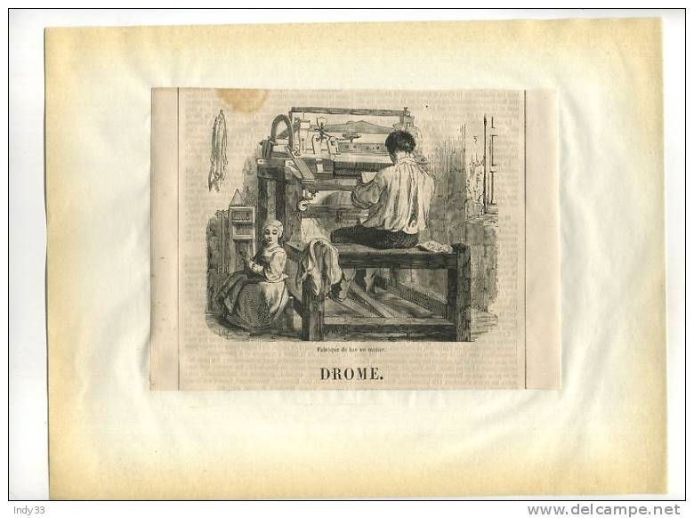 - FABRIQUE DE BAS AU METIER (DROME) . GRAVURE SUR BOIS DU XIXe S. DECOUPEE ET COLLEE SUR PAPIER - Altri & Non Classificati