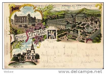 Wtb047/ WÜRTTEMBERG -  Stuttgart, Ausstellung 1896, Ganzsache Mit Bild Gruss Aus Stuttfart - Postwaardestukken