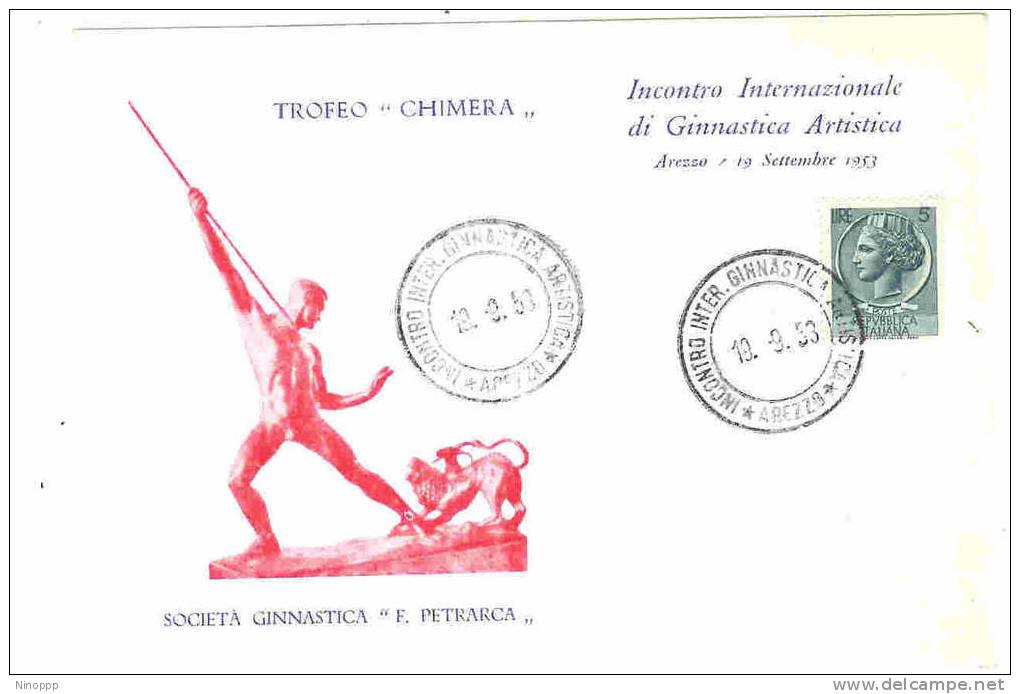 Italy-1953 International Meeting Of Artistic Gymnatic  Souvenir Card - Gymnastique