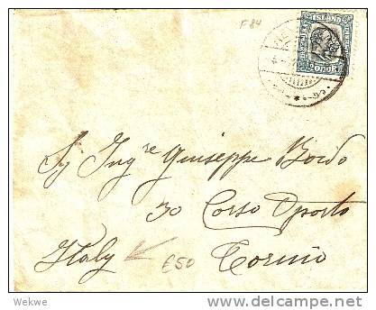 ISL033 / ISLAND -  Christian IX/Frederik VIII 20 Aur 1910 Nach Italien - Briefe U. Dokumente