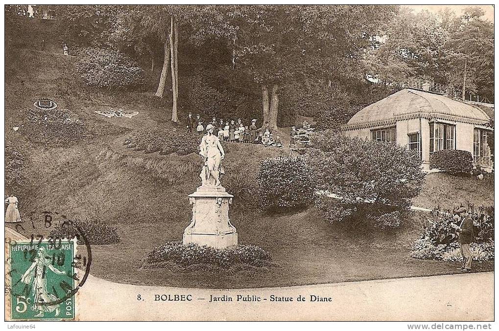 BOLBEC - Jardin Public - Statue De Diane - Petite Animation En 1911 - Bolbec