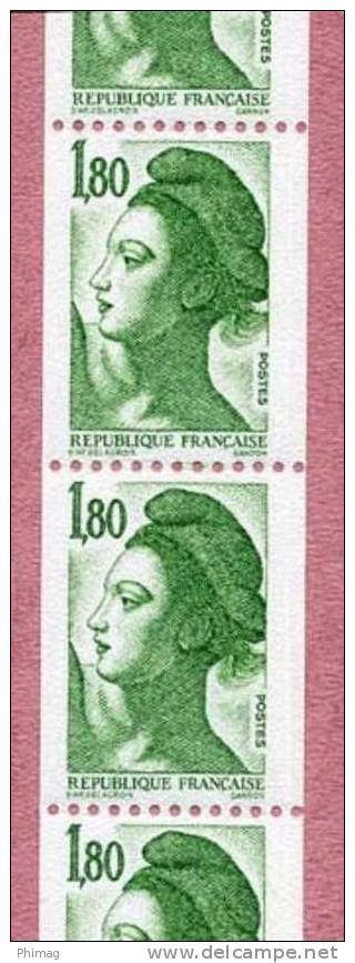 2 ROULETTES LIBERTE 1,80 F Vert (n° 86) & 2,20 F Rouge (n° 87) - Coil Stamps